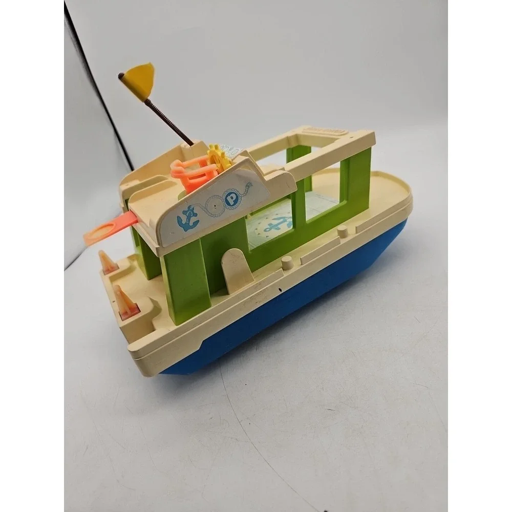 Vintage 1972 Fisher Price Little People Houseboat Happy House Boat Toy #985‎